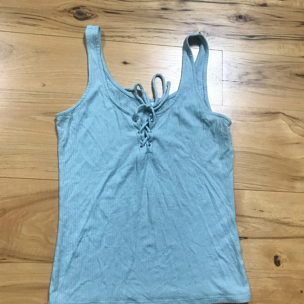 Aeropostale Light Blue Lace-Up Tank Top - Picture 1 of 2